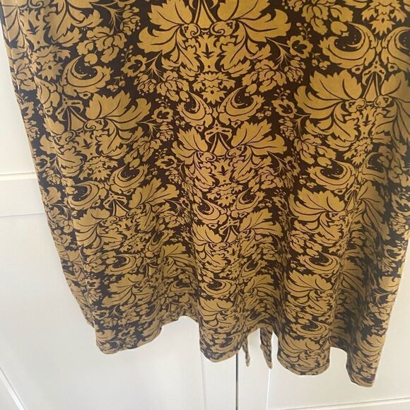 ATHLETA Black Gold Brocade Print Dress Soft & Stretchy Medium 95% Viscose - Picture 8 of 10